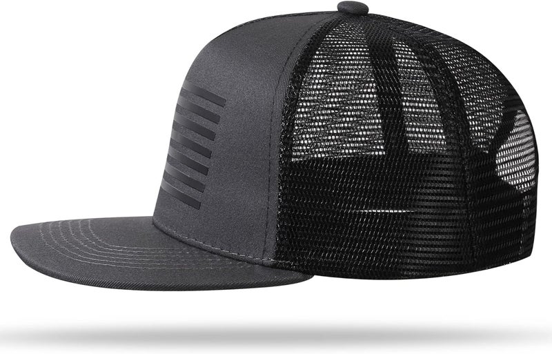 UALON Baseball Cap, Snapback Trucker Hat for Men & Women with American Flag and Adjustable, Breathable Mesh, Flat Bill Hats - Image 4